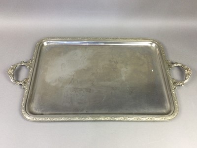 Lot 50 - A LOT OF FIVE SILVER PLATED SERVING TRAYS AND DISHES