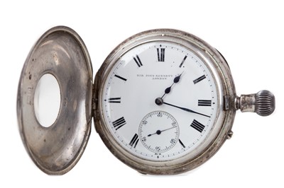 Lot 821 - A SILVER HALF HUNTER POCKET WATCH