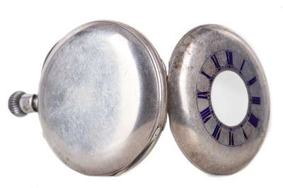 Lot 821 - A SILVER HALF HUNTER POCKET WATCH