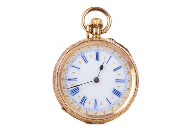 Lot 822 - A LADY'S GOLD OPEN FACE POCKET WATCH