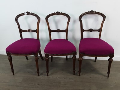 Lot 190 - A SET OF THREE EDWARDIAN DRAWING ROOM CHAIRS AND ANOTHER CHAIR