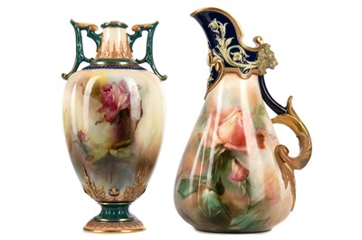 Lot 747 - A HADLEY'S WORCESTER EWER AND VASE
