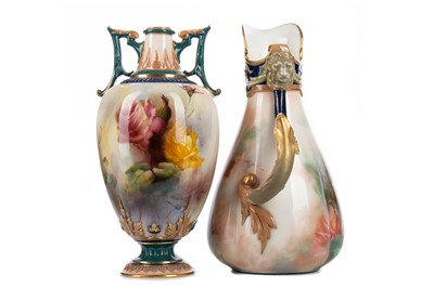 Lot 747 - A HADLEY'S WORCESTER EWER AND VASE