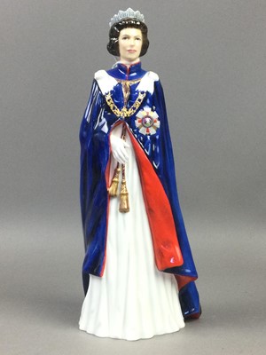 Lot 136 - A ROYAL DOULTON FIGURE OF 'QUEEN ELIZABETH II' ALONG WITH OTHER FIGURES