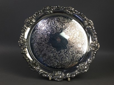 Lot 142 - A SET OF FOUR SILVER PLATED GRADUATED SERVING TRAYS