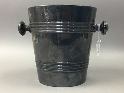 Lot 164 - A SHIPPING INTEREST MAPPIN & WEBB SILVER PLATED ICE BUCKET AND OTHER PLATED ITEMS