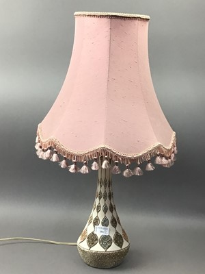 Lot 154 - A MID CENTURY TABLE LAMP AND A SEWING BOX