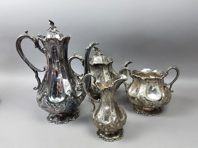 Lot 68 - A SILVER PLATED TEA SERVICE WITH TRAY