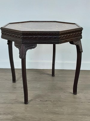 Lot 180 - AN INDIAN INLAID MAHOGANY OCTAGONAL OCCASIONAL TABLE
