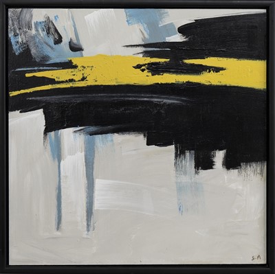 Lot 111 - AN ABSTRACT LANDSCAPE TRIPTYCH OIL BY STUART MARTIN