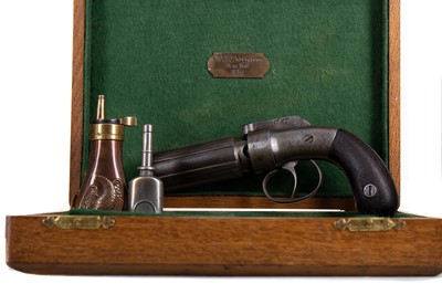 Lot 91 - A 19TH CENTURY AMERICAN SIX-SHOT PEPPERBOX PERCUSSION REVOLVER