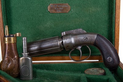 Lot 91 - A 19TH CENTURY AMERICAN SIX-SHOT PEPPERBOX PERCUSSION REVOLVER