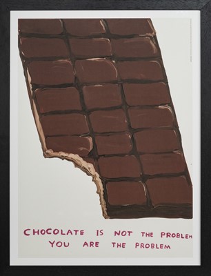Lot 59 - CHOCOLATE IS NOT THE PROBLEM, A LITHOGRAPH BY DAVID SHRIGLEY