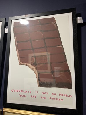 Lot 59 - CHOCOLATE IS NOT THE PROBLEM, A LITHOGRAPH BY DAVID SHRIGLEY