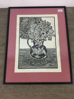 Lot 208 - ANEMONES, A WOODBLOCK PRINT BY MARGARET ROBERTSON