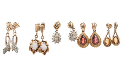 Lot 760 - A COLLECTION OF DIAMOND AND GEM SET EARRINGS