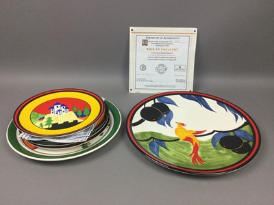 Lot 87 - A COLLECTION OF CLARICE CLIFF DESIGN AND OTHER DECORATIVE PLATES AND CERAMICS