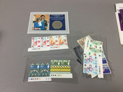Lot 103 - A LOT OF COMMEMORATIVE COINS, STAMPS AND FIRST DAY COVERS