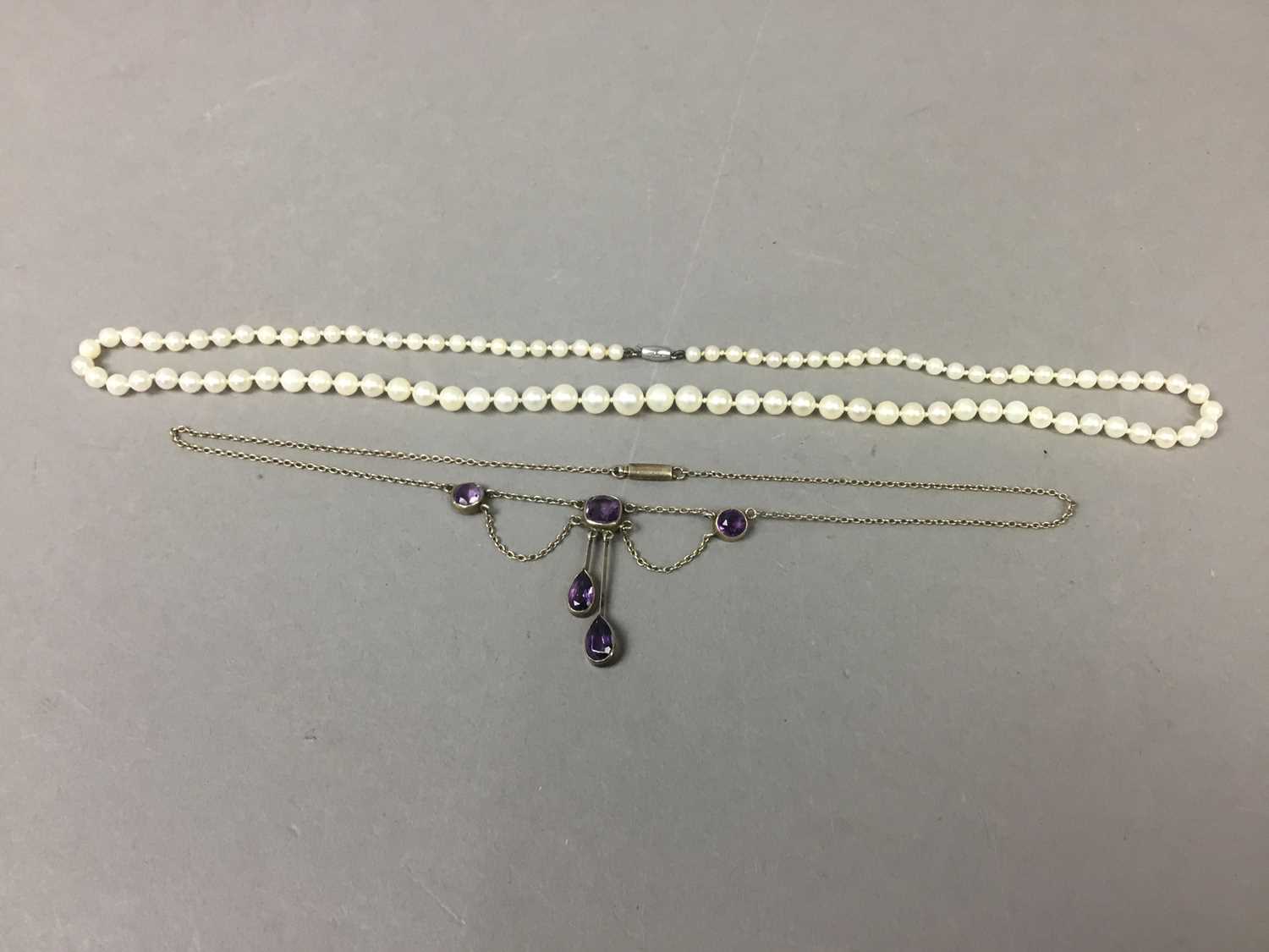 Lot 49 - A PEARL NECKLACE AND ANOTHER