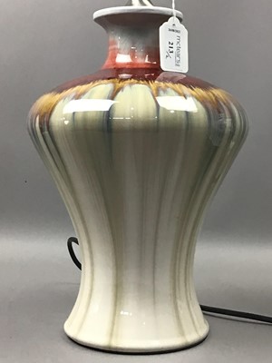 Lot 213 - A 20TH CENTURY STUDIO POTTERY LAMP AND ANOTHER