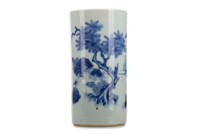 Lot 1161 - A CHINESE BLUE AND WHITE BRUSH POT
