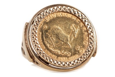 Lot 25 - A GOLD 1/10 KRUGERRAND RING DATED 1980