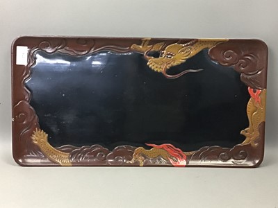 Lot 275 - A COLLECTION OF CHINESE AND JAPANESE LACQUERED WOOD TRAYS AND BOXES