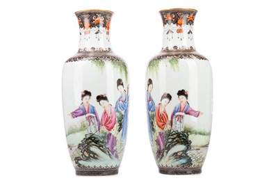 Lot 1204 - AN OPPOSING PAIR OF 20TH CENTURY CHINESE BALUSTER VASES