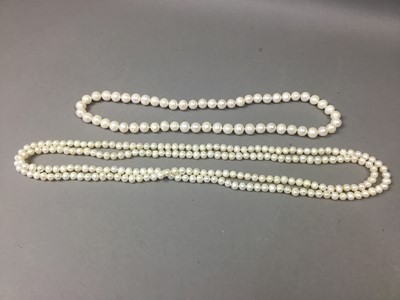 Lot 228 - TWO CULTURED PEARL NECKLACES AND A ANOTHER NECKLACE