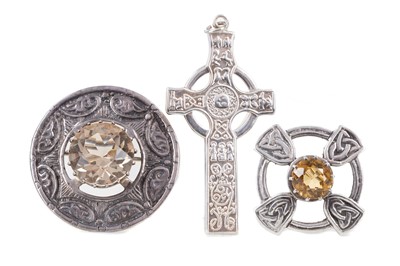 Lot 406 - TWO SILVER BROOCHES AND A PENDANT