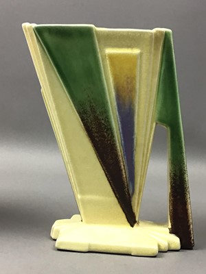 Lot 336 - AN ART DECO STYLE CERAMIC JUG ANOTHER JUG AND A CHINESE VASE