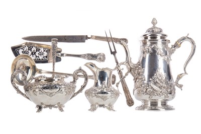 Lot 183 - A FINE MATCHED WILLIAM IV SILVER FOUR PIECE TEA SERVICE AND FURTHER SERVING ITEMS