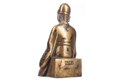 Lot 1217 - A CHINESE BRONZE FIGURE OF A SEATED LOHAN