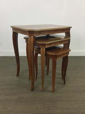 Lot 358 - A NEST OF THREE TABLES AND A TRAY
