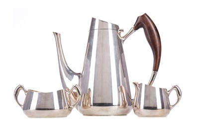 Lot 275 - A DANISH MODERNIST SILVER PLATED THREE-PIECE COFFEE SERVICE
