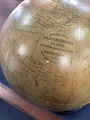 Lot 76 - A PHILIPS' BRITISH EMPIRE TERRESTRIAL TABLE GLOBE