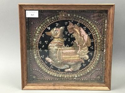 Lot 363 - AN INDIAN EMBROIDERED PANEL