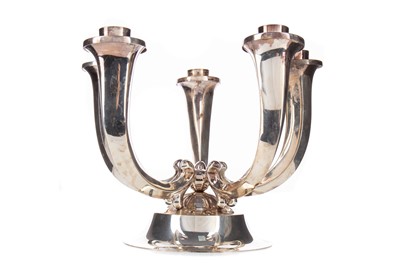 Lot 288 - AN AUSTRIAN ART DECO SILVER PLATED FIVE-BRANCH CANDELABRUM