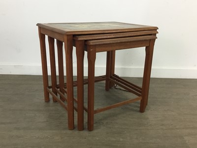 Lot 292 - A NEST OF THREE DANISH TILE-TOPPED TEAK TABLES