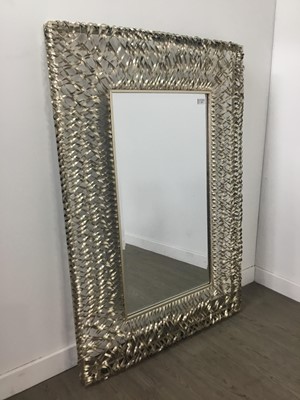 Lot 384 - A METAL RECTANGULAR WALL MIRROR