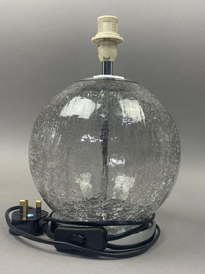 Lot 385 - A PAIR OF GLASS TABLE LAMPS