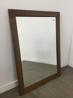 Lot 388 - A STAINED WOOD RECTANGULAR WALL MIRROR