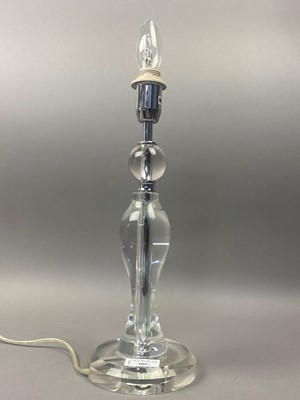 Lot 389 - A PAIR OF MODERN GLASS TABLE LAMPS