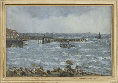 Lot 331 - STORM, FIRTH OF FORTH, AN OIL BY MISS CHRISTINE HANSEN