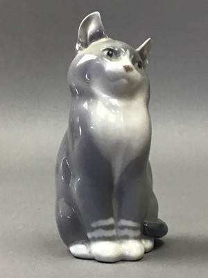 Lot 400 - A ROYAL COPENHAGEN FIGURE OF A SEATED CAT AND OTHER CATS