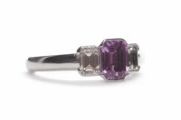 Lot 77 - EIGHTEEN CARAT WHITE GOLD PINK SAPPHIRE AND...