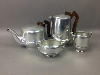 Lot 473 - A PIQUOT WARE FOUR PIECE TEA SERVICE AND OTHER PLATED WARE