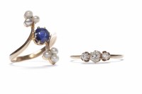 Lot 81 - EDWARDIAN SAPPHIRE AND PEARL DRESS RING set...
