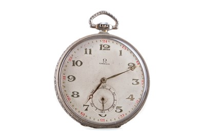 Lot 839 - AN OMEGA SILVER CASED POCKET WATCH