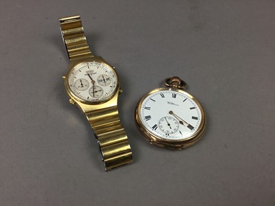 Lot 487 - A GENTLEMAN'S SEIKO QUARTZ CHRONOGRAPH AND A WALTHAM GOLD PLATED POCKET WATCH